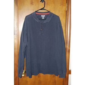 Duluth Trading Shirt Men 2XLT  Tall Polo  Dark Blue Solid Navy Long Sleeve